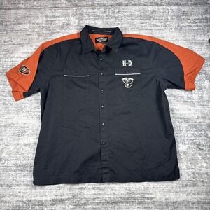 Harley-Davidson Motorcycles Mens 2XL Button Up Shirt Mechanic Shirt Embroidered